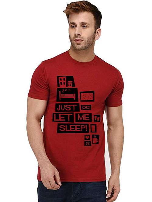 men's round neck front print t-shirt - 20992921 - Very Small Image - 1