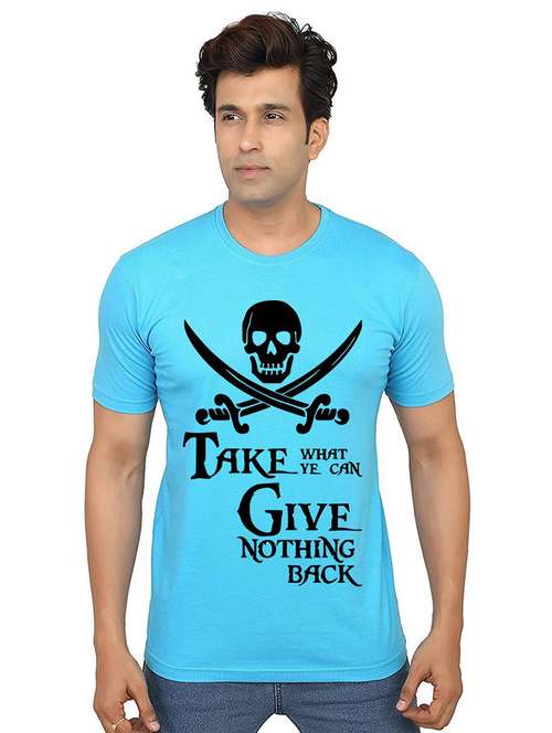 men round neck front print cotton t-shirt - 21014015 - Very Small Image - 1