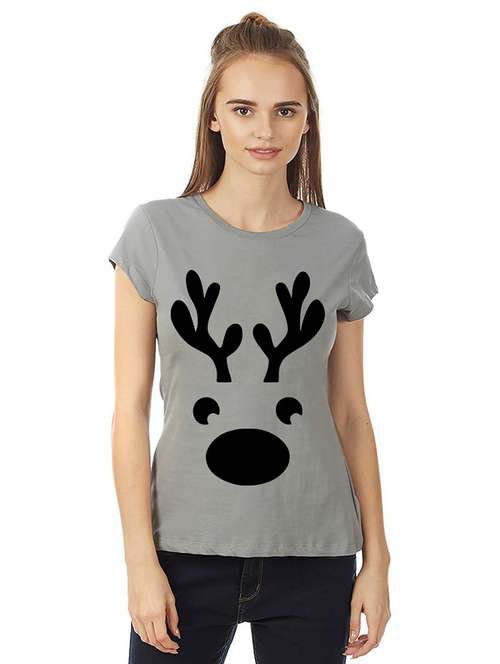 women round neck front print t-shirt - 21015597 - Very Small Image - 1