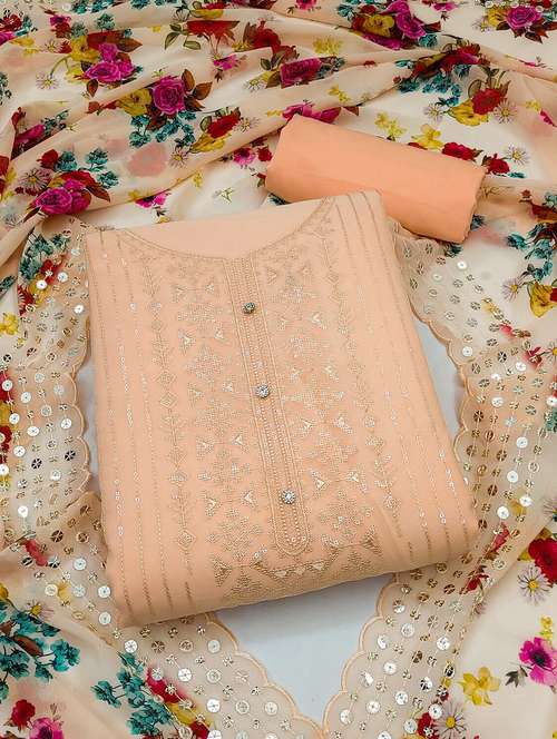 sequins work unstitched suit set - 21027646 - Very Small Image - 1