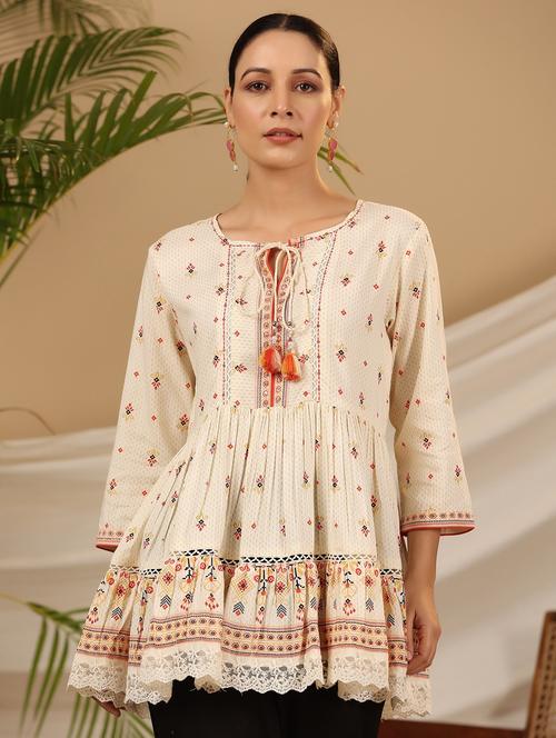 women printed rayon peplum tunic - 21034870 - Very Small Image - 1