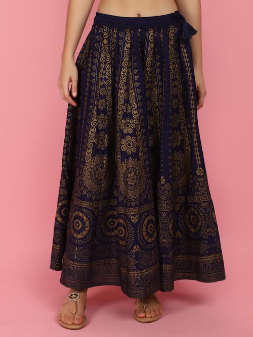 women printed rayon flared skirt - 21035072 - Very Small Image - 1