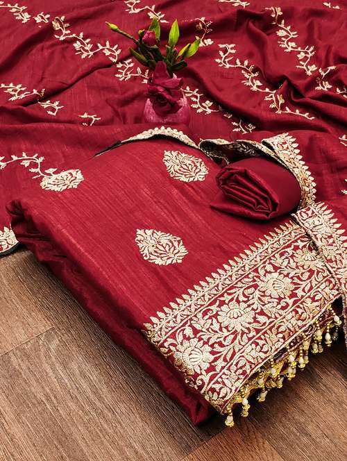 embroidered unstitched suit set - 21055920 - Very Small Image - 1