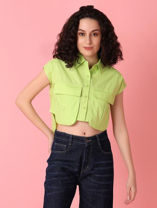 green solid regular shirt - 21073956 - Very Small Image - 1