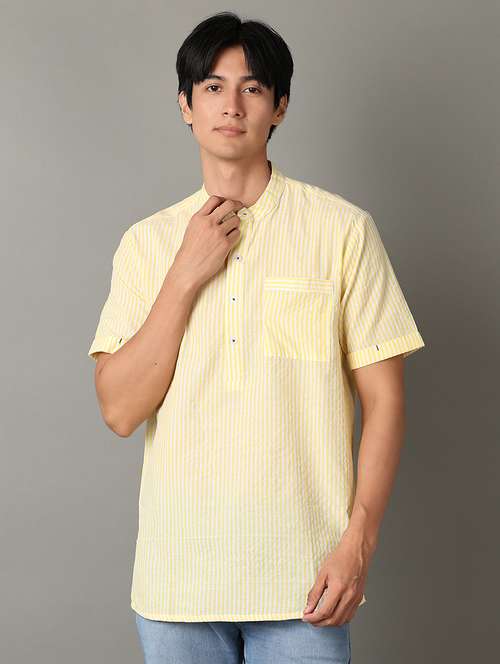 men mandarin neck striped short kurta - 21073973 - Very Small Image - 1