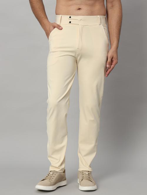 men solid flat front casual trouser - 21140145 - Very Small Image - 1