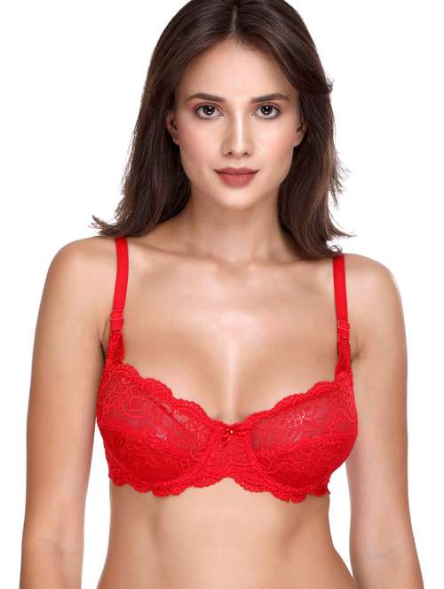 red lace tshirt bra - 21141331 - Very Small Image - 1