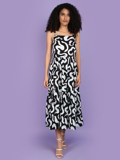black cotton tiered dress - 21151735 - Very Small Image - 1