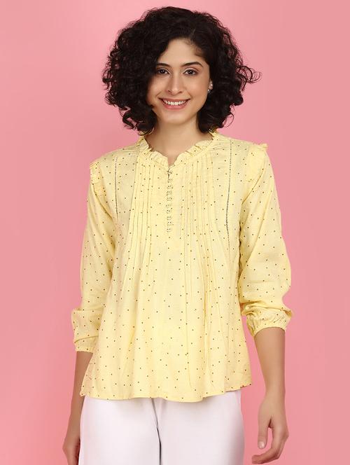 women yellow polka dots printed top - 21176577 - Very Small Image - 1