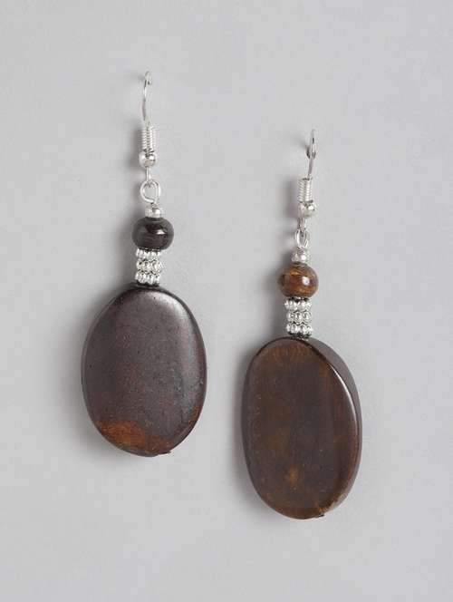 brown metal drop earring - 21225043 - Very Small Image - 1