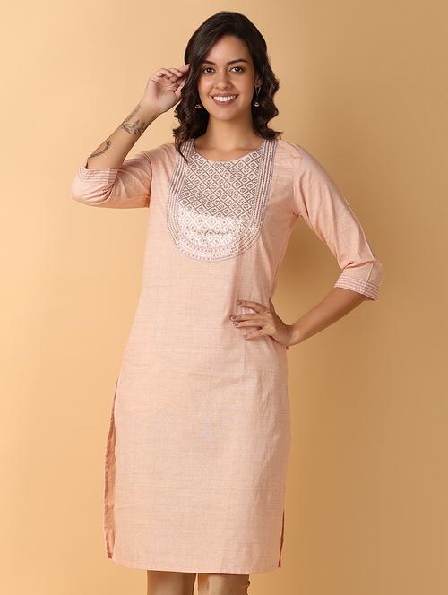 women three quarter sleeve straight kurta - 21244309 - Very Small Image - 1