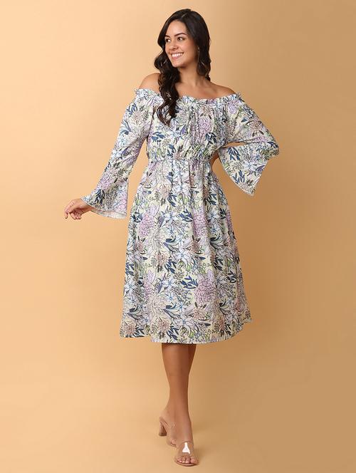 women printed off shoulder dress - 21244316 - Very Small Image - 1