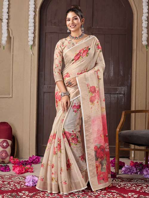 women floral printed saree - 21244484 - Very Small Image - 1