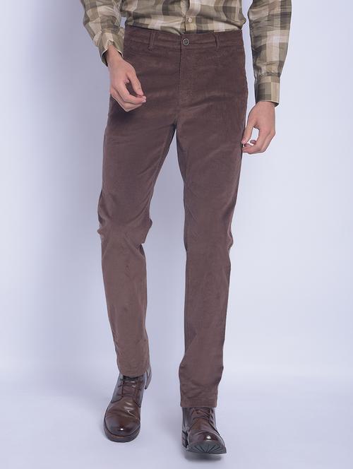 brown cotton solid casual trouser - 21247812 - Very Small Image - 1