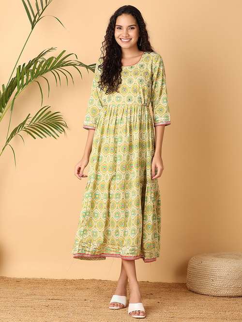 women printed three quarter sleeves a-line kurta - 21254840 - Very Small Image - 1