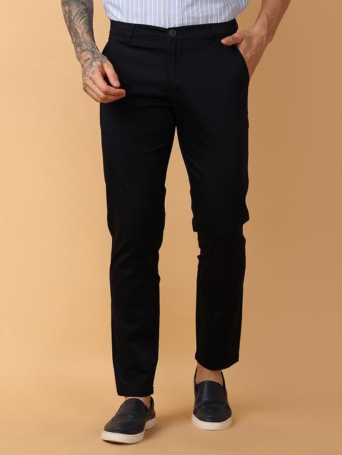 men mid-rise solid chinos casual trouser - 21255279 - Very Small Image - 1