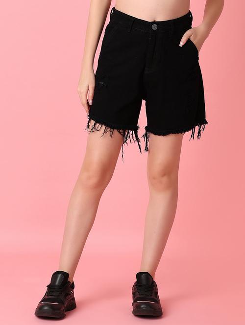 black solid denim nshort - 21260144 - Very Small Image - 1