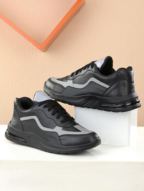 black leatherette lace up sneakers - 21279644 - Very Small Image - 1