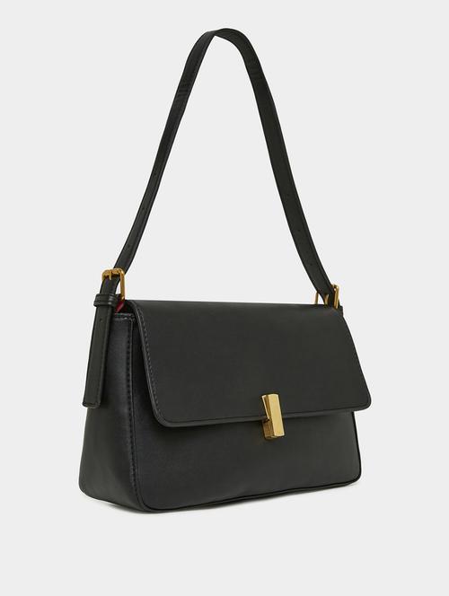 black leatherette (pu) solid sling bag - 21332529 - Very Small Image - 1