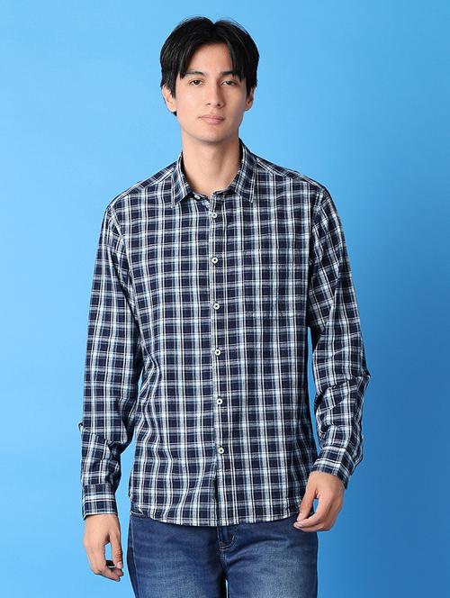 men checks long sleeves casual shirt - 21371956 - Very Small Image - 1