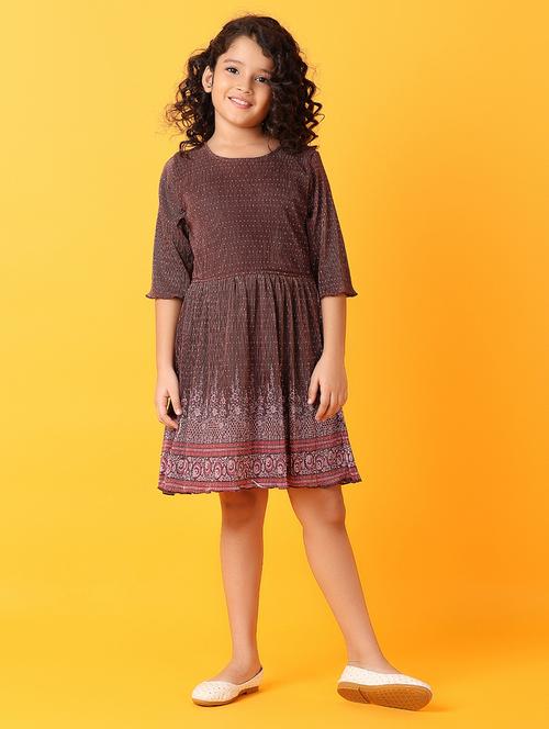 girls printed round neck frock - 21381898 - Very Small Image - 1