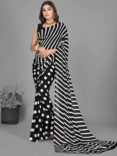 women casual wear georgette saree with blouse - 21414009 - Very Small Image - 1