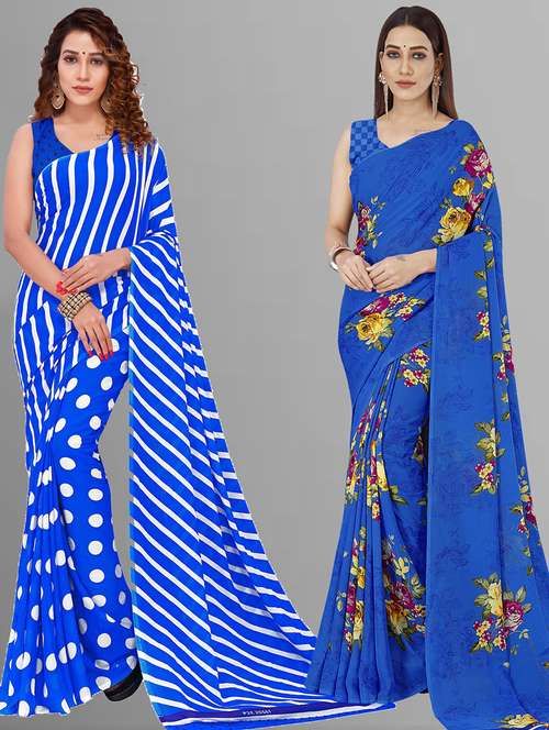 women pack of 2 casual wear sarees with blouse - 21416355 - Very Small Image - 1