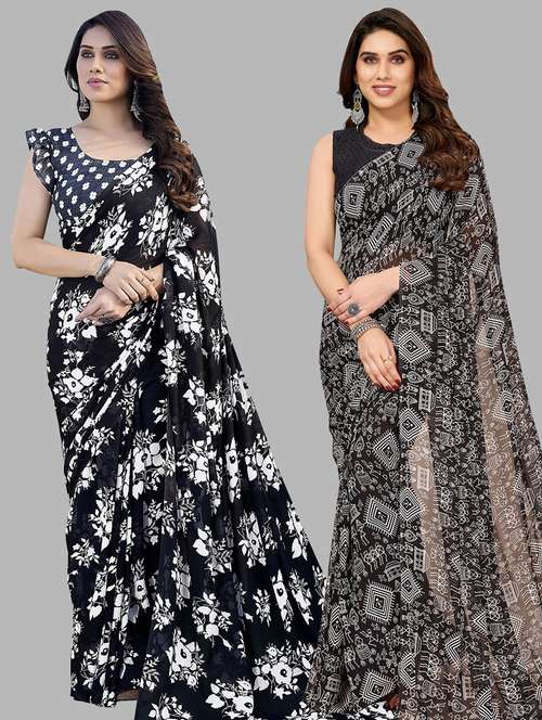 women pack of 2 casual wear sarees with blouse - 21433521 - Very Small Image - 1