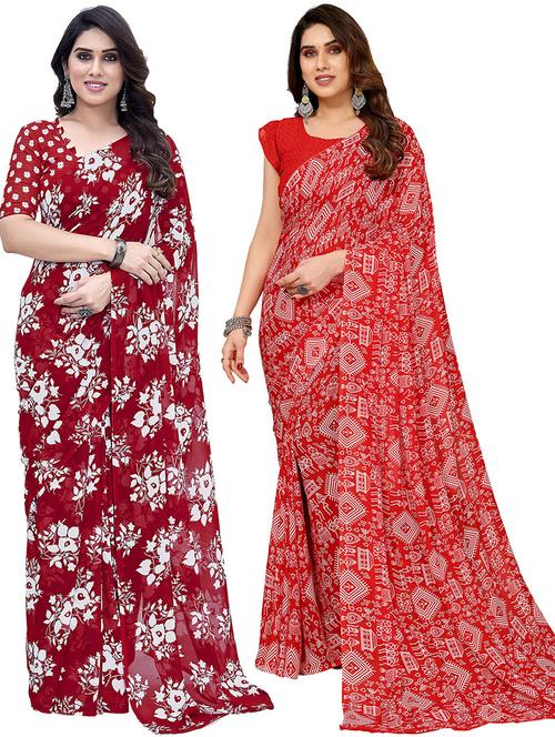 pack of 2 casual wear sarees with blouse - 21445548 - Very Small Image - 1
