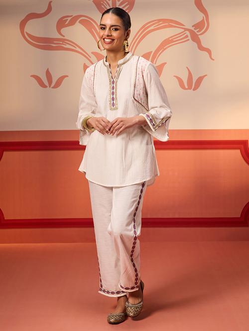 women embroidered three quarter sleeve co-ord set - 21451782 - Very Small Image - 1