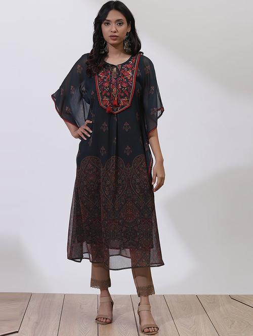 women green cotton blend kaftan kurta - 21458774 - Very Small Image - 1