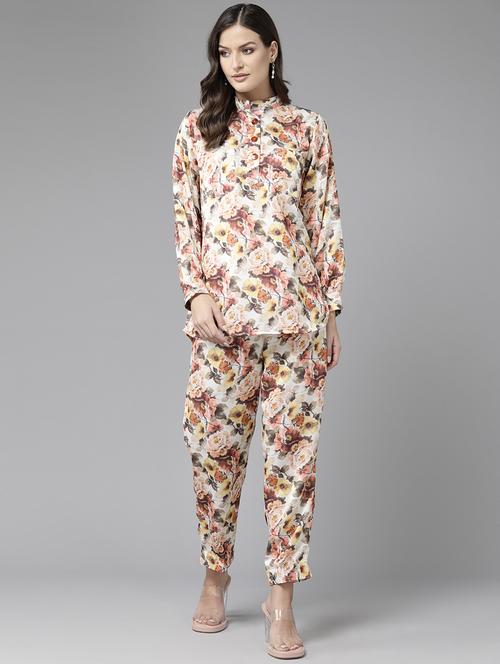 women printed top and trouser set - 21462129 - Very Small Image - 1