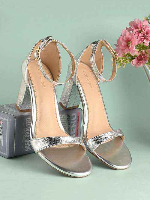 silver synthetic back strap sandals - 21463015 - Very Small Image - 1
