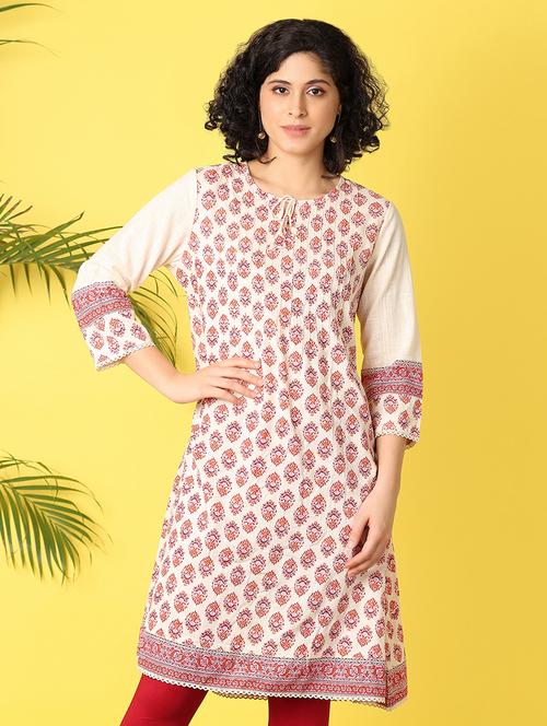 women pink printed a-line kurta - 21464725 - Very Small Image - 1