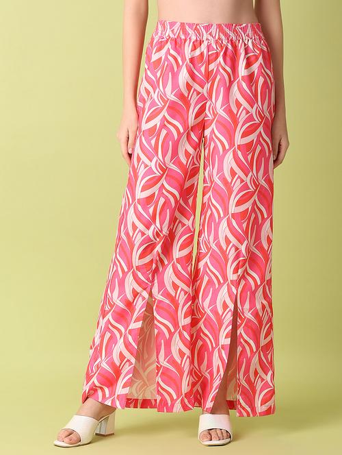 women mid-rise printed wide leg trouser - 21464750 - Very Small Image - 1