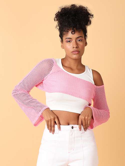 women pink cotton crop top - 21484883 - Very Small Image - 1