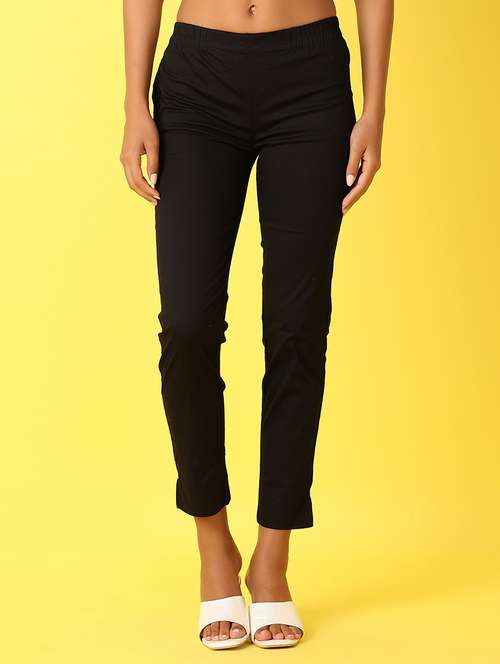women solid mid rise cigarette pant - 21489782 - Very Small Image - 1