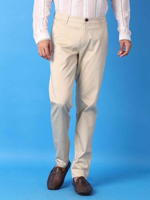 men beige cotton blend chinos - 21491010 - Very Small Image - 1