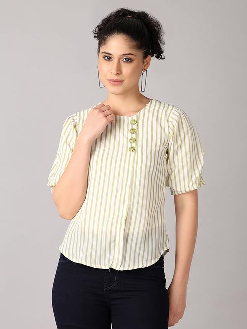 women striped printed round neck top - 21492774 - Very Small Image - 1