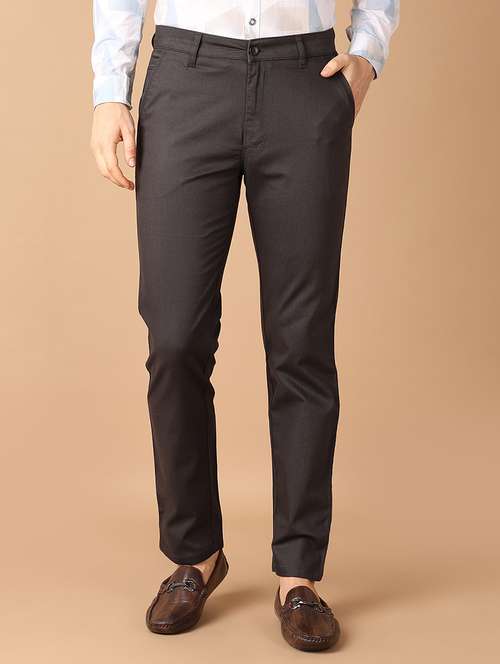 men grey solid chinos casual trouser - 21492798 - Very Small Image - 1