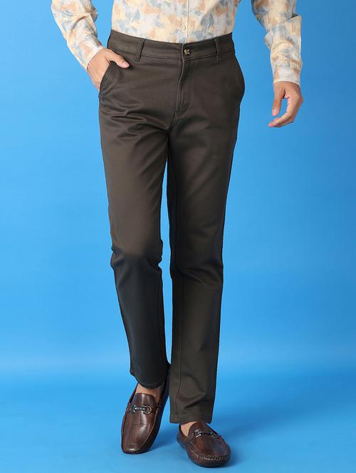 men solids flat front chinos trousers - 21493145 - Very Small Image - 1