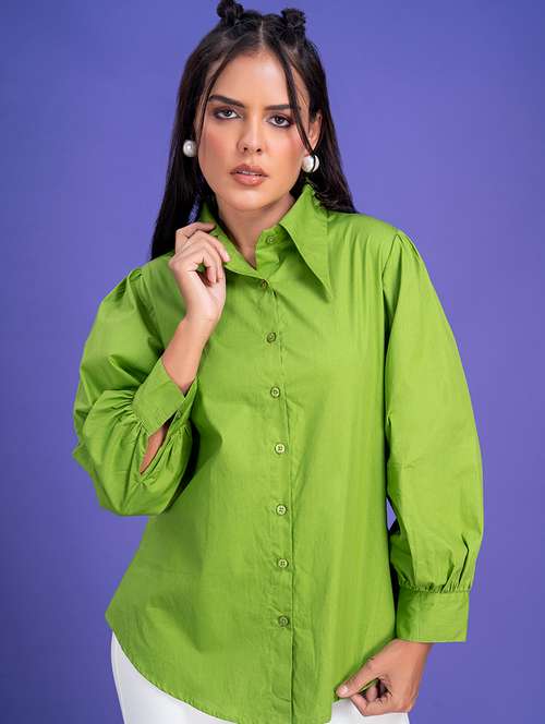 women collared solid rregular shirt - 21510498 - Very Small Image - 1