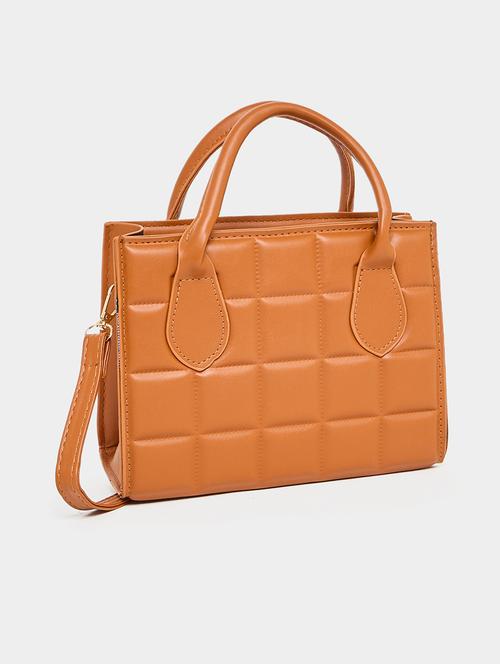 women orange textured handbag - 21510718 - Very Small Image - 1