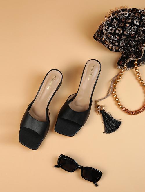 women black textured block heel sandals - 21519437 - Very Small Image - 1