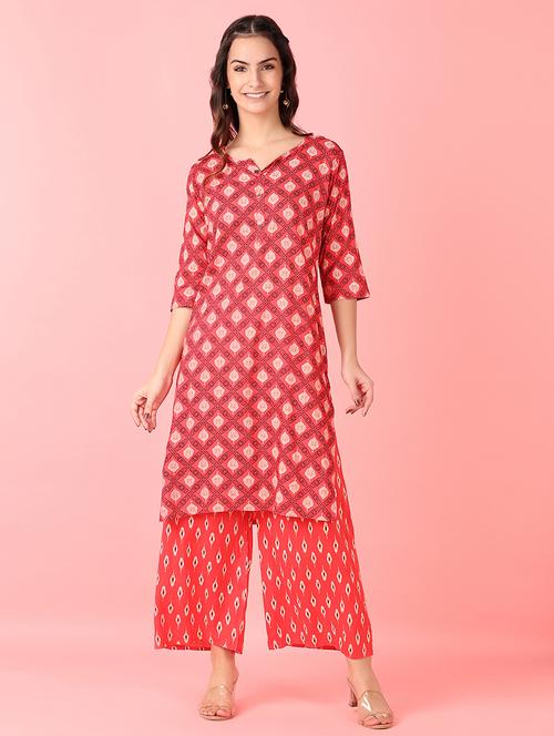 women printed kurta palazzo set - 21524160 - Very Small Image - 1