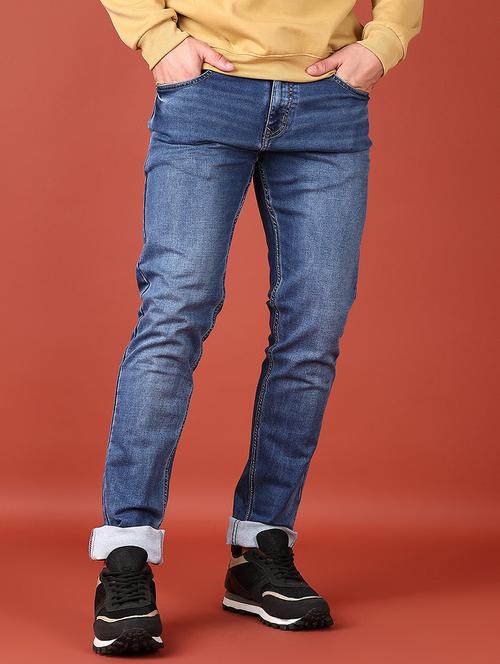 men washed mid rise denim jeans - 21536394 - Very Small Image - 1