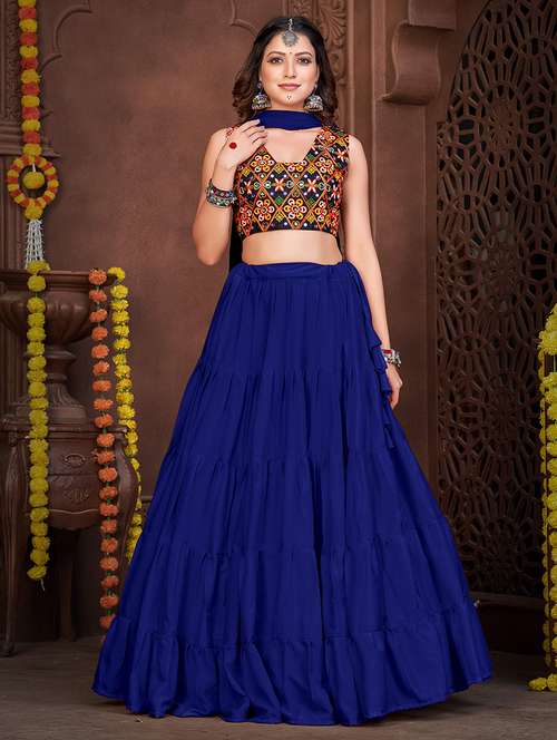 women blue flared lehenga - 21536700 - Very Small Image - 1