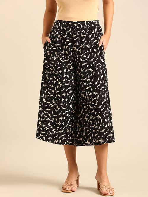 women printed flat front culottes - 21539061 - Very Small Image - 1