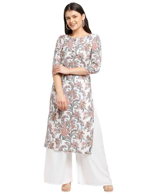 women three quarter sleeve straight kurta - 21557665 - Very Small Image - 1