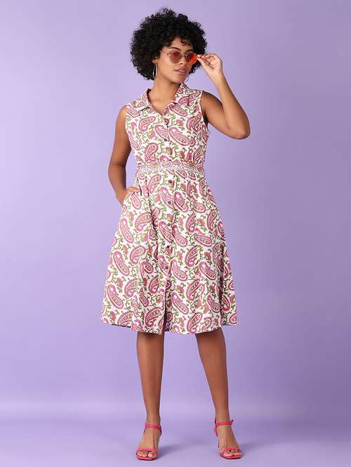 women paisley printed a-line dress - 21558788 - Very Small Image - 1